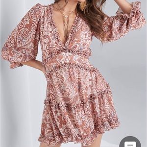 Paisley Print Open Back Mini Dress